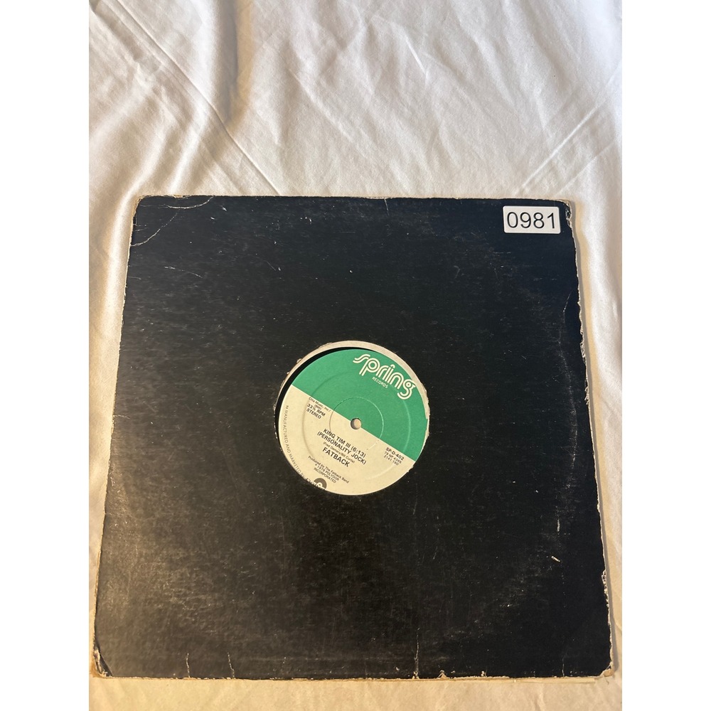 Spring Records Fatback King Tim III 12" Vinyl Single Black Good 1979 Funk Rap